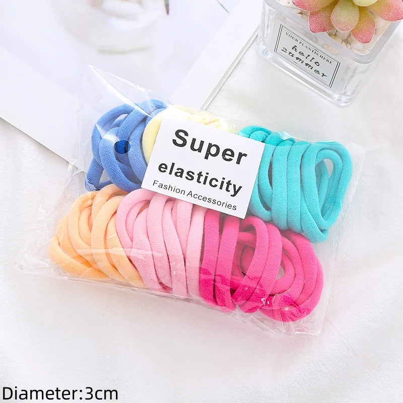 50-Pack No-Damage Elastic Hair Ties for Women & Girls – Seamless Ponytail Holders (Assorted Colors, Includes Black)