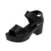 White Chunky Heel Wedge Sandals for Women — Peep Toe Ankle Strap Roman Gladiator Heels