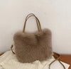 Faux Fur Shoulder Tote with Detachable Strap — Plush Crossbody Handbag for Women