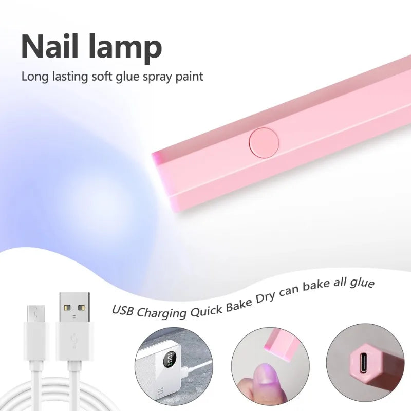 Portable Handheld Mini UV LED Nail Lamp – USB Type-C Rechargeable 3W Gel Polish Dryer for Quick Cure