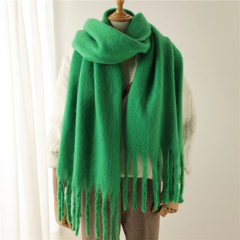 Cashmere-Feel Oversized Tassel Pashmina Shawl – 240 x 38 cm (94 x 15 in) Warm Winter Scarf for Women