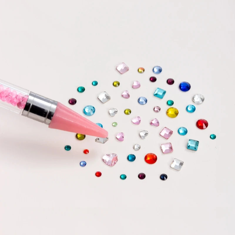 Dual-Ended Wax Rhinestone Picker Pen — Nail Art Dotting Tool for Crystals & Gems