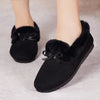 Women's Winter Plush Bow Loafers Soft Slip-On Moccasins Non-Slip Flat Casual Warm Shoes