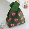 Handmade Knitted Knot Wrist Bag - Striped Mini Tote for Women, Large-Capacity Phone Bucket, Autumn Winter Casual