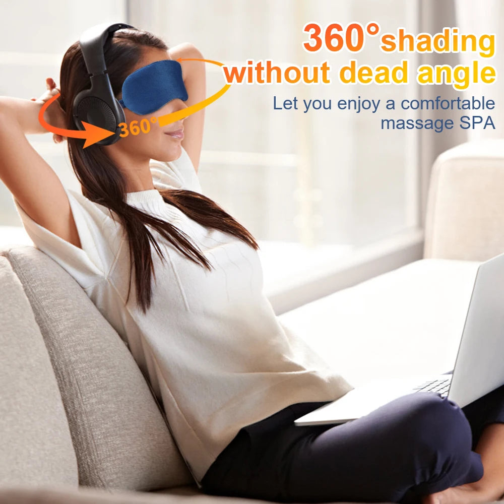 USB Heated Eye Massager Electric Eye Mask – Hot Compress & Vibration for Dark Circles, Relieves Eye Fatigue for Travel & Sleep