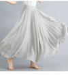 Cotton Linen Ankle-Length Maxi Skirt for Women, Y2K Harajuku Casual Streetwear, Shirred Waist