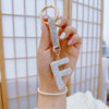 Sparkling Rhinestone Initial Keychain - Round Alloy Letter Charm with Crystal Pendant