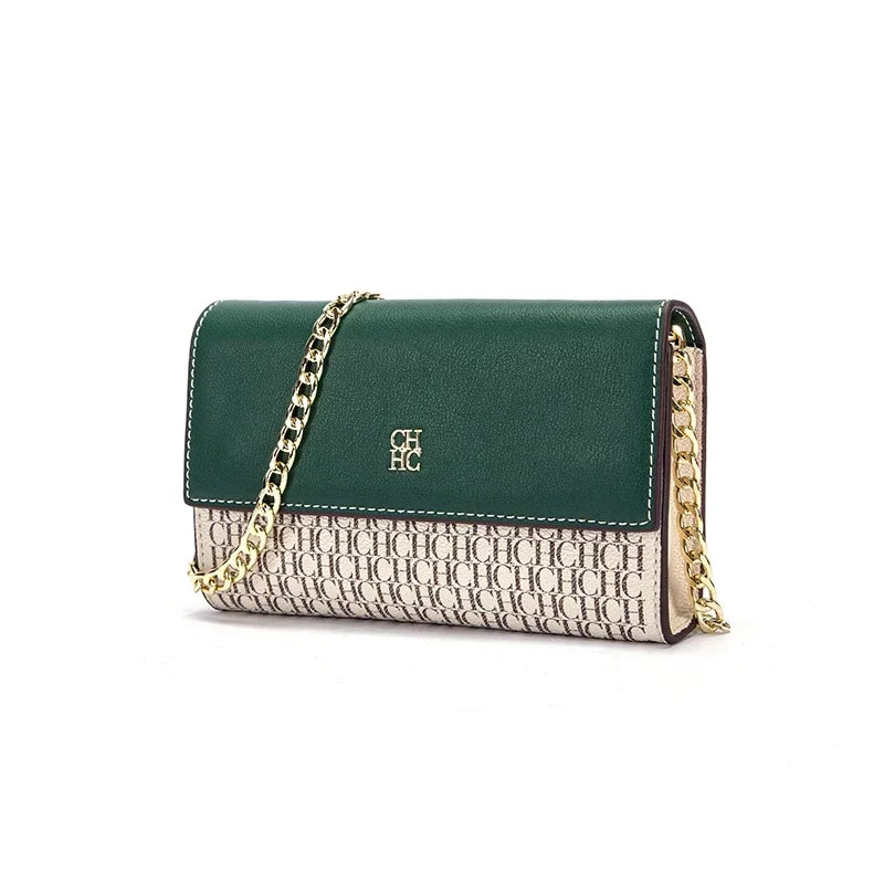 Women's Chain Crossbody Bag – Light Luxury Sequined Letter Flap Clutch with Adjustable Chain Strap