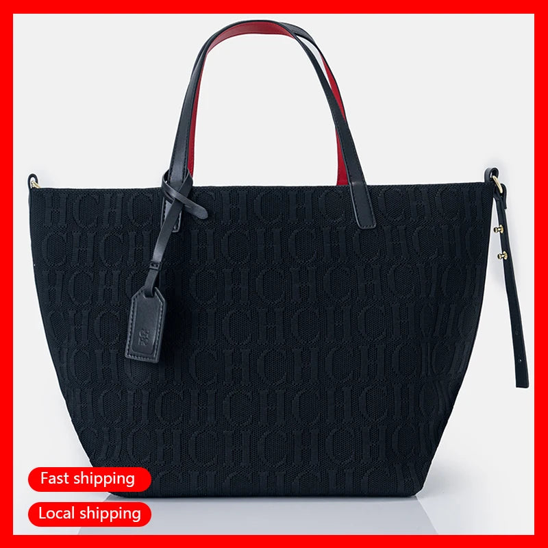 Women's Large Capacity Nylon Shoulder Bag - Crossbody Tote with Letter Accent for Daily Commuter