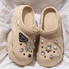 Women DIY Silver Chain Bear Charm EVA Clogs, Platform Garden & Beach Sandals for Summer Spring Autumn