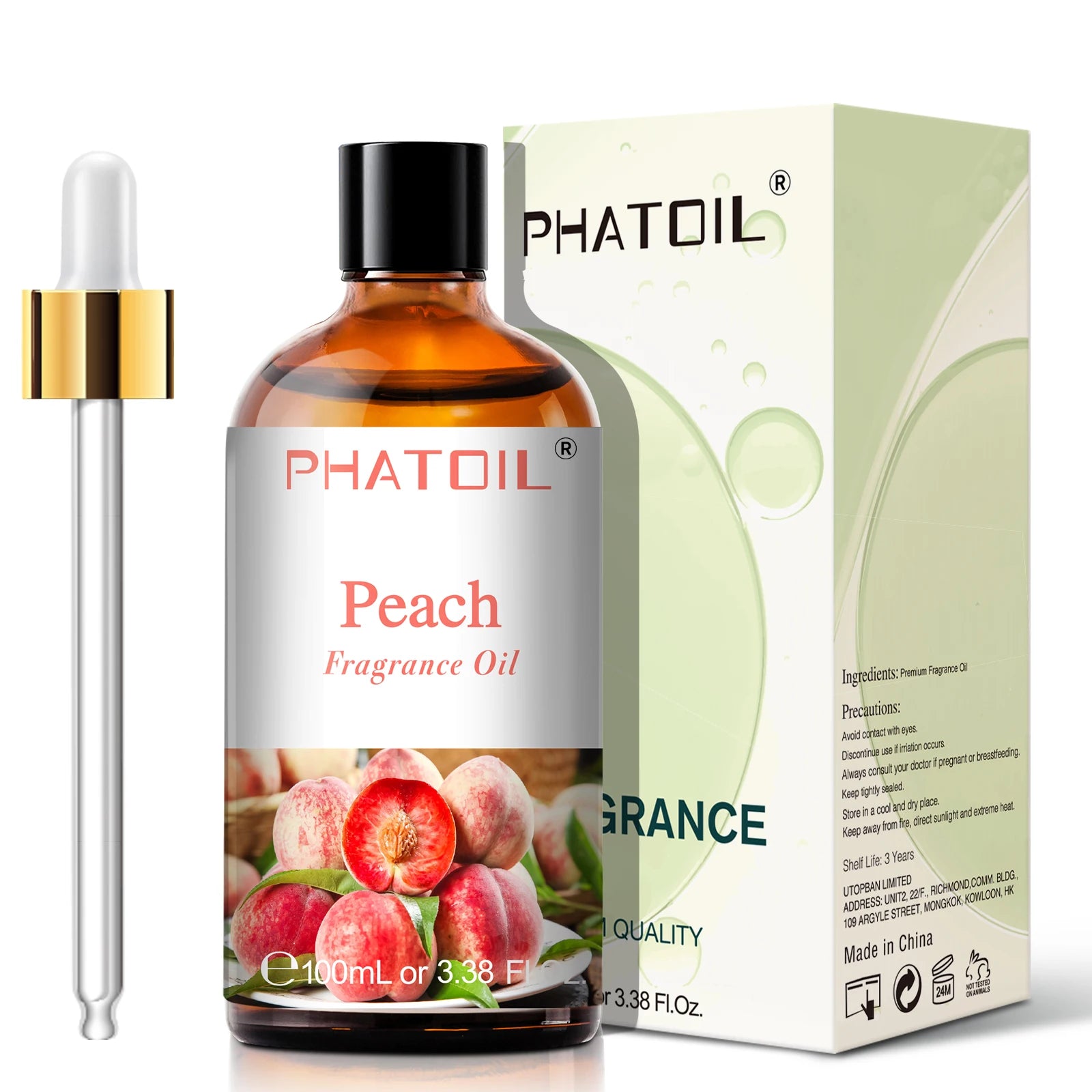 PHATOIL 100ml (3.4 fl oz) Fragrance Oil — Coconut, Peach, Blueberry, Mango, Apple, Banana, Grape, Lemon for Diffusers, Soap & Candle Making