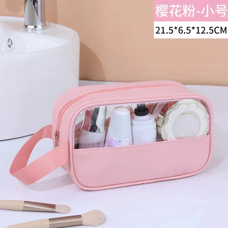 Waterproof Transparent PVC Makeup Bag - Large Travel Cosmetic Organizer with Zipper, 11.8in (30cm)