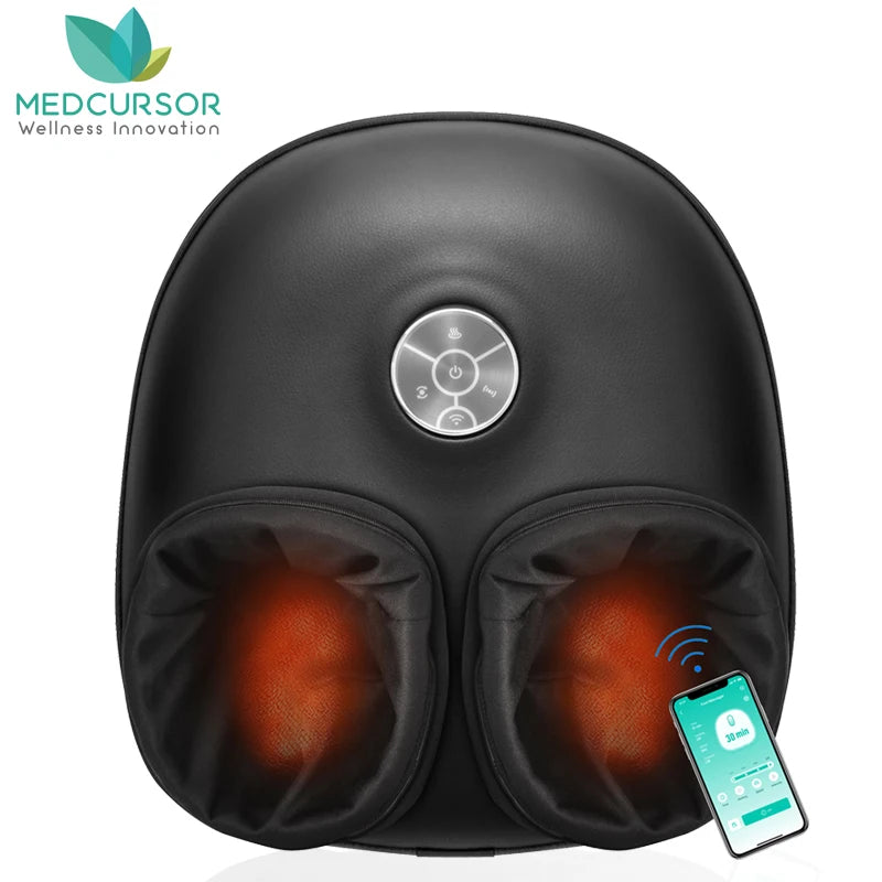 Medcursor Smart Foot Massager — Shiatsu Kneading & Heat, 360° Air Compression, App & Panel Control for Pain Relief