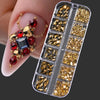 Mini Caviar Beads Nail Art 12-Grid Gold and Silver Micro Ball Charms 0.5–3mm (0.02–0.12in) with Magnetic Picker Pen