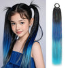 Purple Red Pink Ombre Tinsel Ponytail Extension with Elastic - 24in (60cm) 9-Strand Synthetic Hair for Girls, Crazy Hair Day