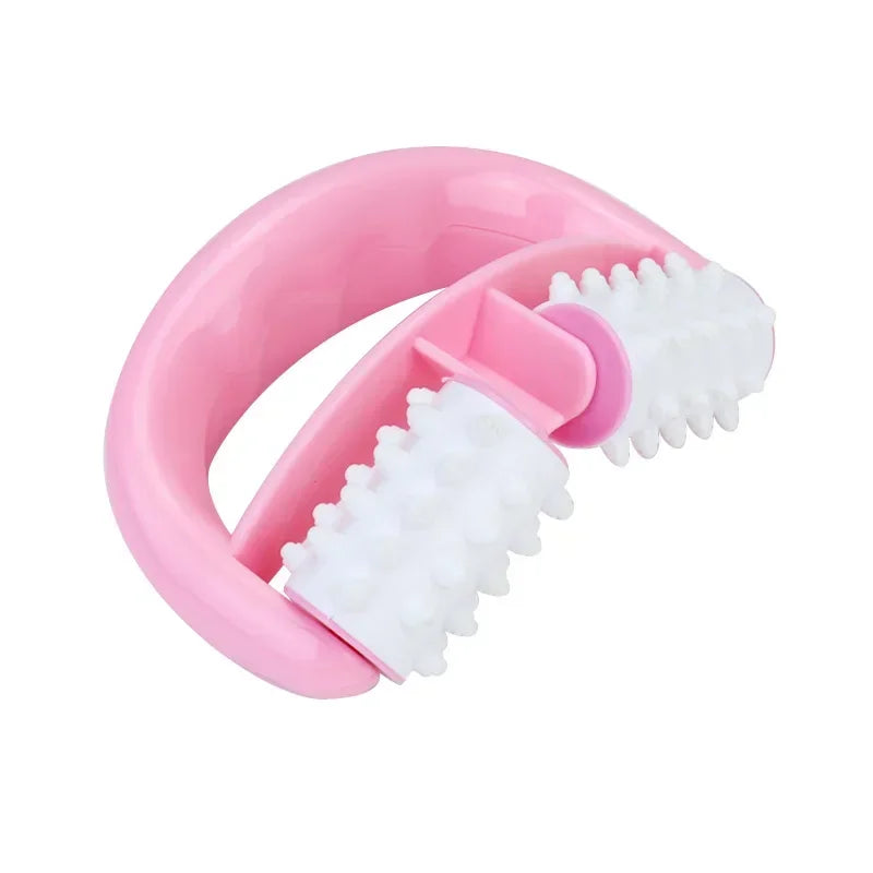 Handheld D-Shaped Double Roller Anti-Cellulite Massager — Slimming Tool for Face, Legs & Body