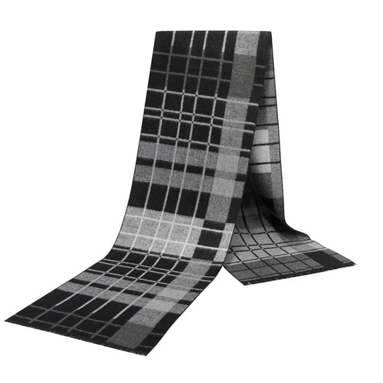 Men's Cashmere-Feel Scarf 180 x 31 cm (71 x 12 in) Plaid Stripe Pashmina Shawl Warm Winter