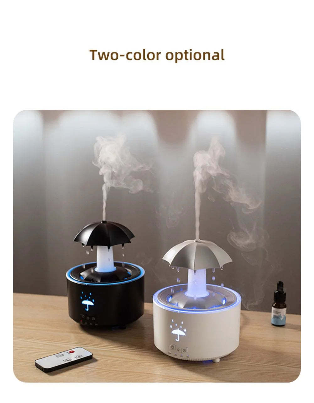 Remote-Controlled Aroma Diffuser Humidifier with RGB Night Light – UFO, Raindrop & Christmas Tree Designs for Home & Office