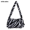 Women's Faux Fur Plush Underarm Shoulder Bag - Cow & Leopard Print Mini Purse