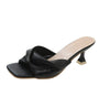 Pointed Toe Mule High Heels Mixed Color Slip-On Platform Sandals for Women