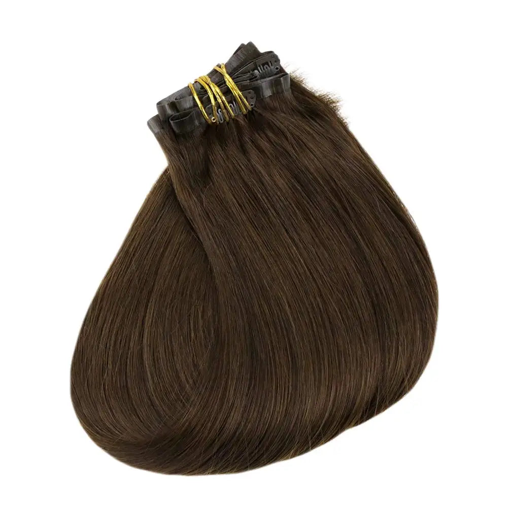 Full Shine Ombre Blonde Remy Clip-In Hair Extensions — 8-Piece Set, 16–22 in (40–56 cm) Seamless PU Weft