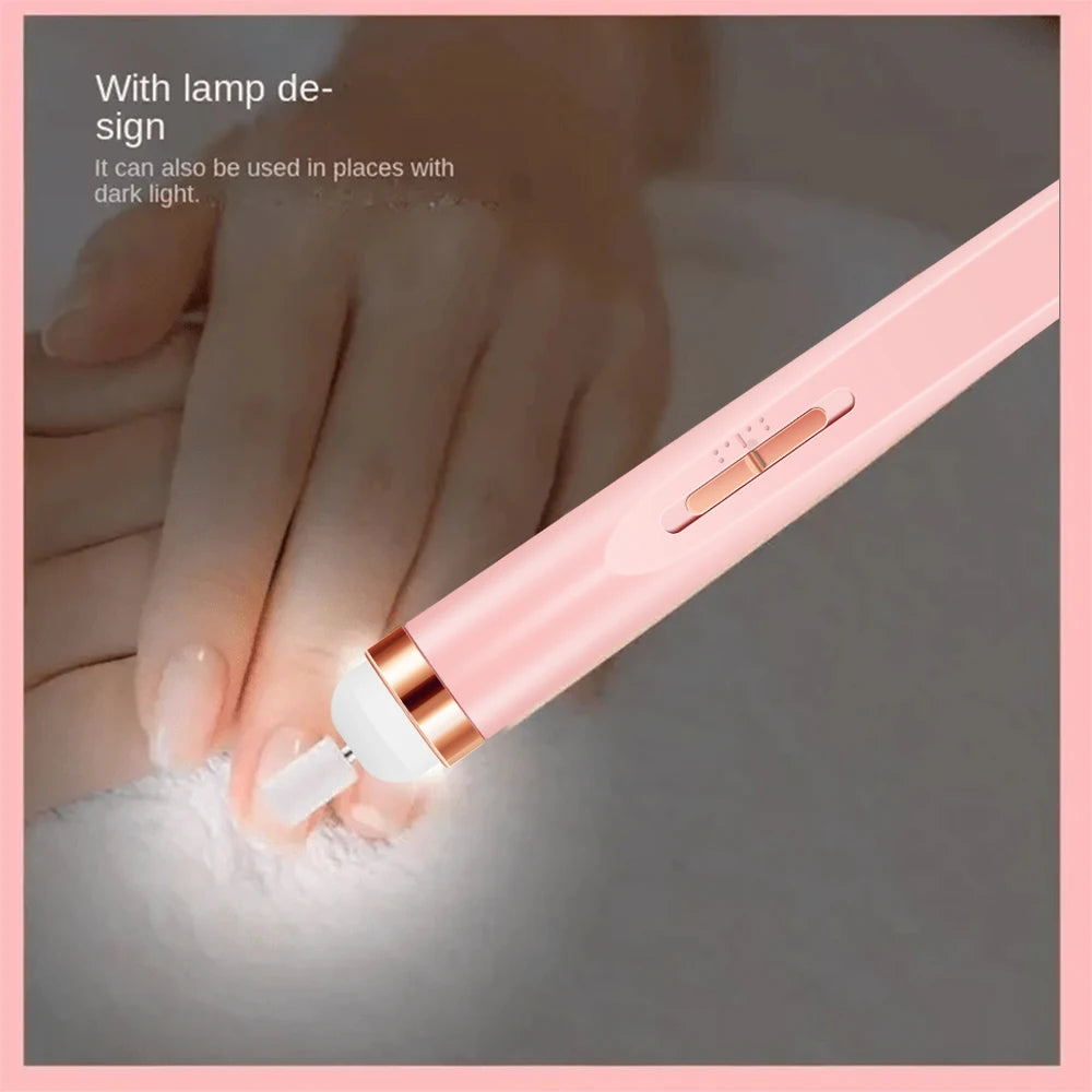 Portable USB Rechargeable Electric Nail Drill Kit – LED Light, 4-Speed Adjustable Manicure Set with Multiple Attachments