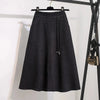 Plus Size High-Waist Midi A-Line Wool Skirt – Vintage Autumn/Winter