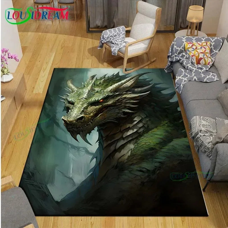 3D Mythical Beast Printed Area Rug Anti-Slip Polyester Carpet for Living Room, Kids Bedroom & Yoga Mat — Multiple Sizes (23.6×15.7–90.5×63 in / 60×40–230×160 cm)