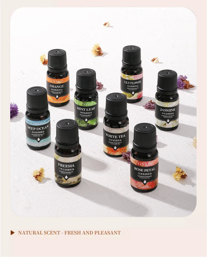 10ml (0.34 fl oz) Water-Soluble Essential Oil for Aroma Diffusers — 17 Scents (Lavender, Rose, Eucalyptus, White Peach, Oolong, Ocean)