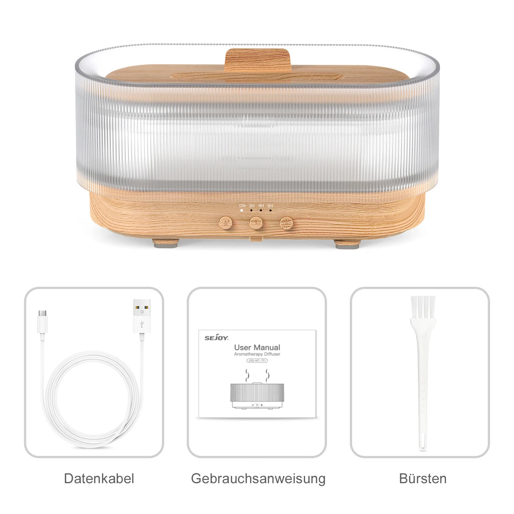 Sejoy 300ml Flame Aroma Diffuser – USB Cool Mist Essential Oil Humidifier with Colorful Night Light & Auto-Off Timer