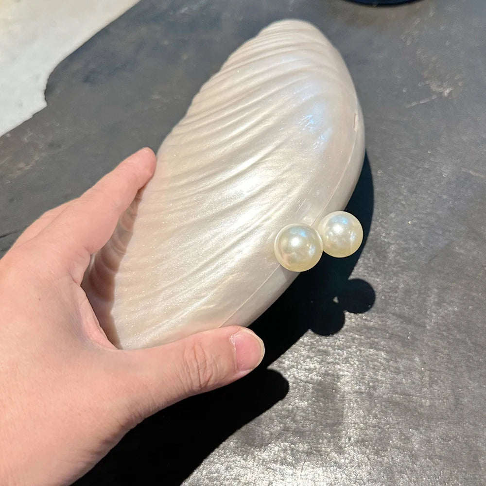 Acrylic Pearl Shell Shoulder Bag for Women Bridal Clutch Evening Wedding Party Handbag
