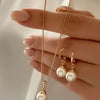 Dainty Pearl Necklace & Dangle Earrings Set for Women – Classic Pendant Jewelry for Everyday and Party Wear