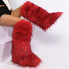Women Over-the-Knee Faux Fur Snow Boots – Plush-Lined Slip-On Flat EVA Sole