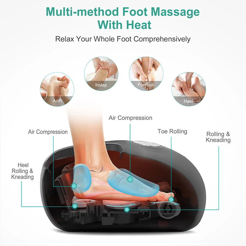 Medcursor Smart Foot Massager — Shiatsu Kneading & Heat, 360° Air Compression, App & Panel Control for Pain Relief
