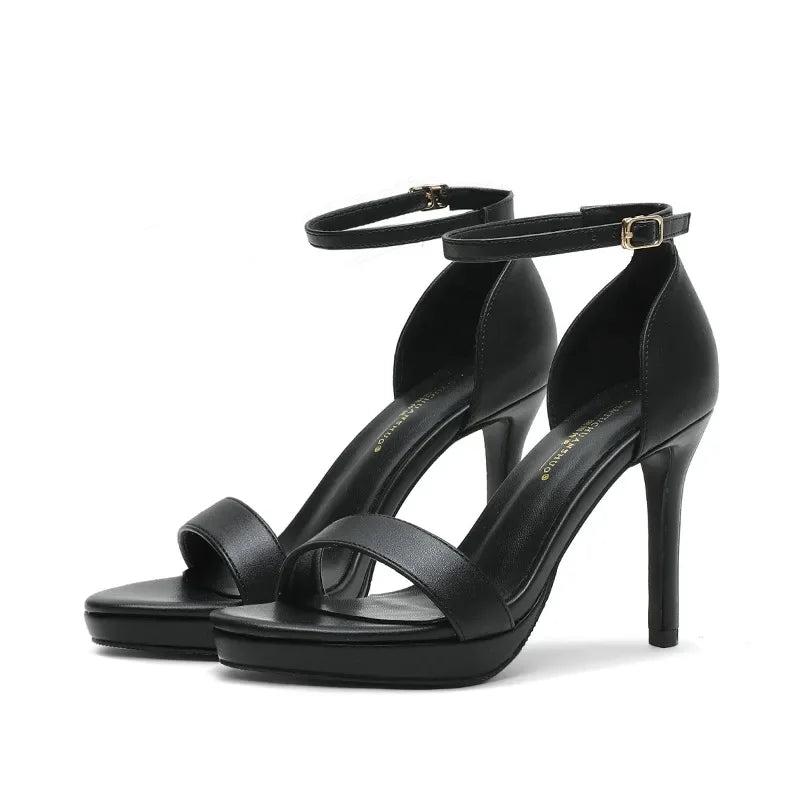 Women's Summer Stiletto Platform Buckle Sandals Thin High Heels Elegant Party Dress Shoes (EU 32)
