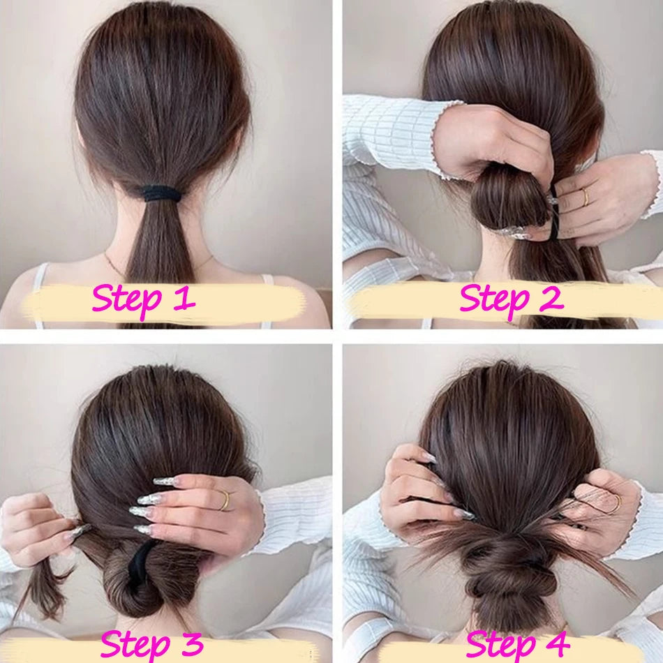 Long Wavy Synthetic Ponytail Extension 40cm (≈16 in) - Self-Winding Braided Wrap with Elastic Band