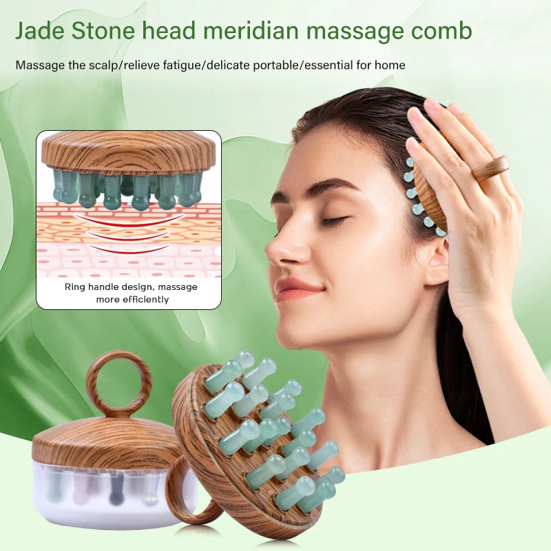 Jade Scalp Massage Comb with Protective Cover – Gua Sha Head Massager