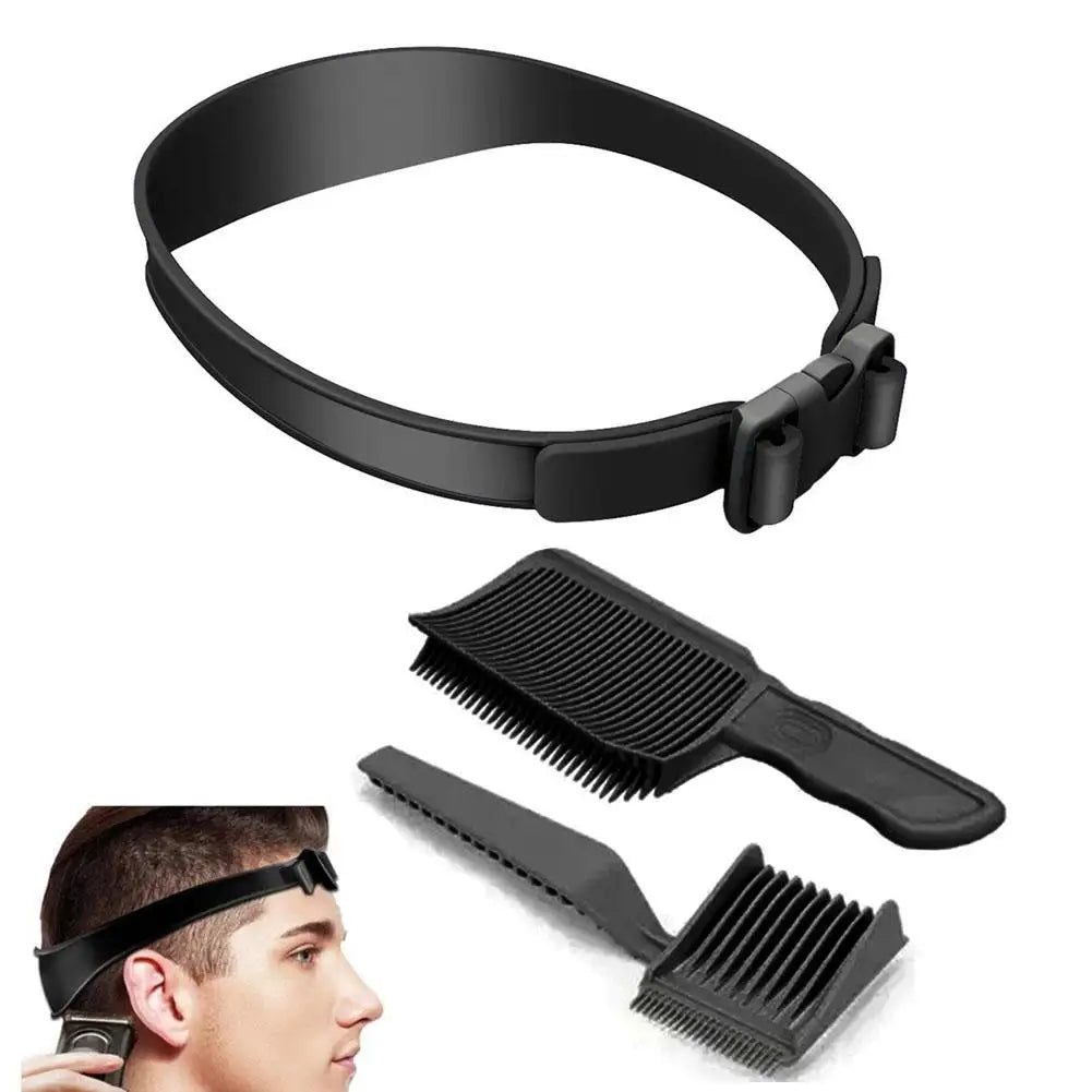 Adjustable Hairline & Neckline Trimming Guide Set – DIY Haircut Template with Silicone Headband & Clipper Comb
