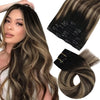Moresoo Brazilian Remy Clip-In Human Hair Extensions – Straight 5PC or 7PC Set, 10–24 in (25–61 cm)