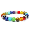7 Chakra Natural Stone Bracelet, Black Braided Rope, Reiki Healing Yoga Meditation Unisex 17.4 cm (6.85 in)