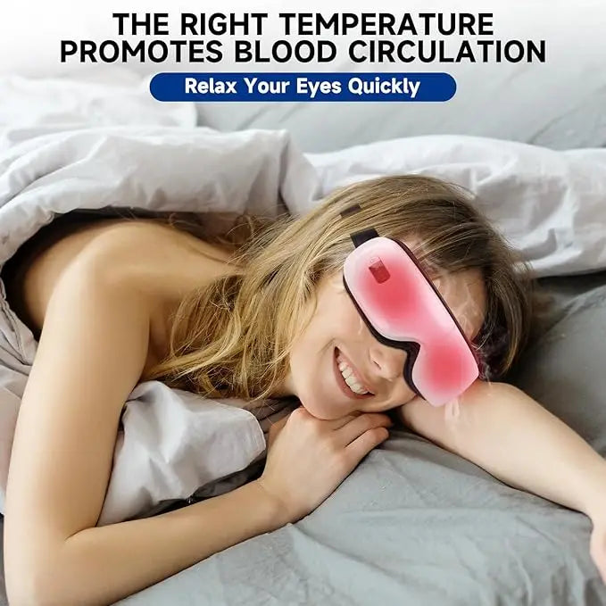 Heated Bluetooth Eye Massager for Migraine Relief & Dry Eyes - Portable Eye Mask with 5 Massage Modes