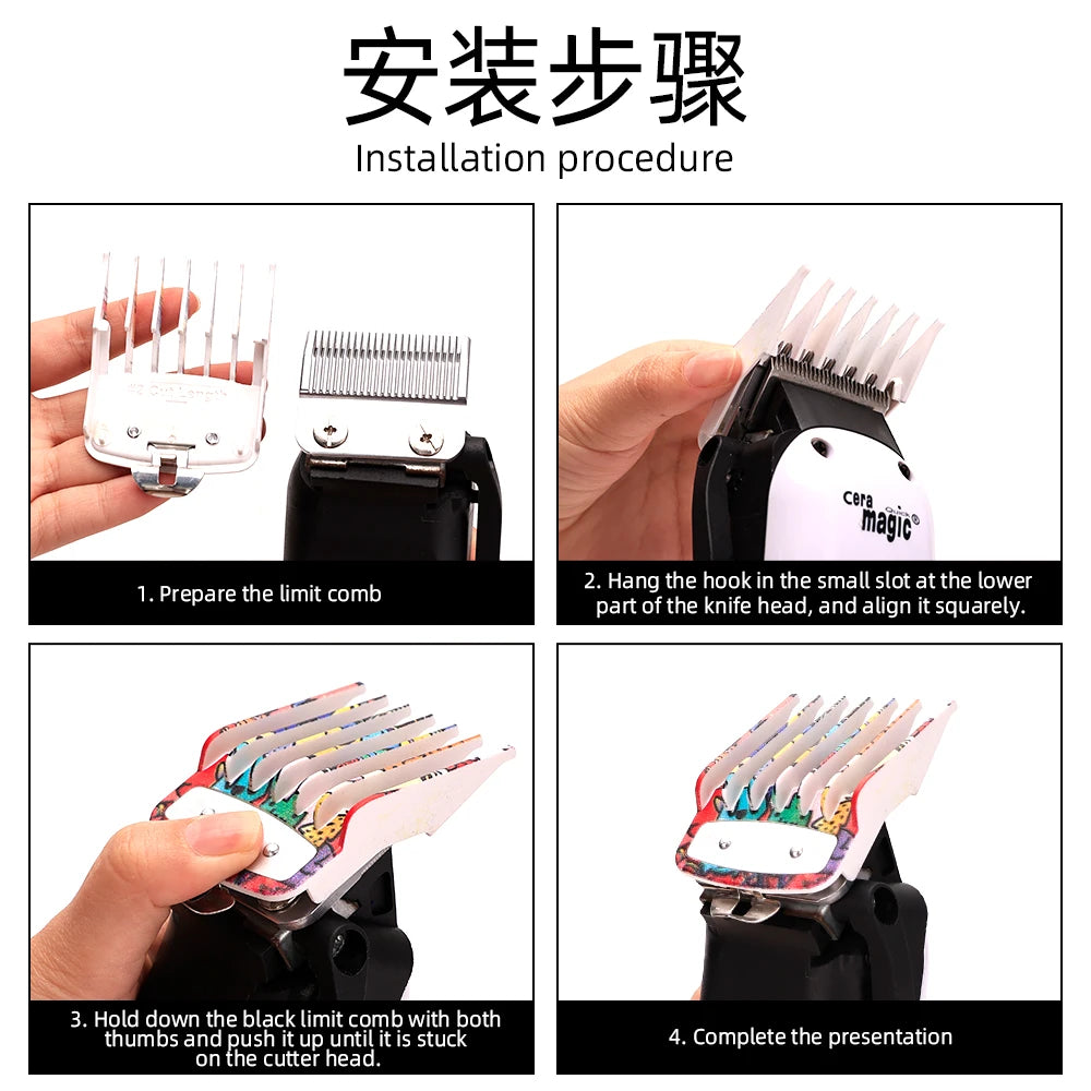 Barber Grade Stainless Steel Clipper Guide Comb Set 2/3/4-Pack Universal Fit Professional Trimmer Accessories