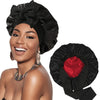 Satin Double Layer Sleep Bonnet with Wide Tie Band - Stretch Silky Nightcap Hair Wrap Shower Cap, One Size Fits Most