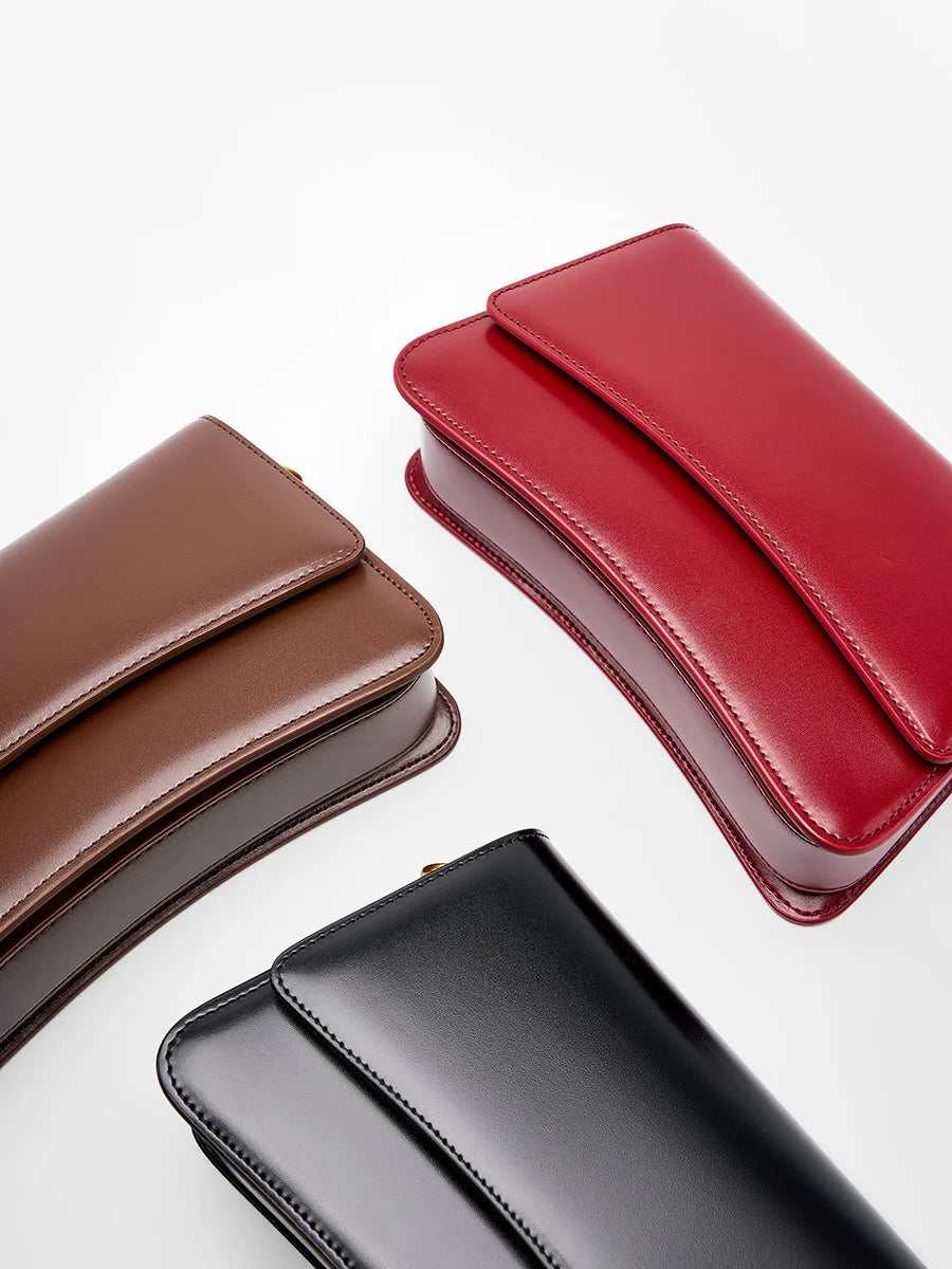 Cowhide One-Shoulder Baguette Bag – Genuine Leather Underarm Crossbody for Women