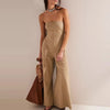 Tube Top High-Waist Wide-Leg Jumpsuit with Pockets – Sleeveless Summer Beach Playsuit