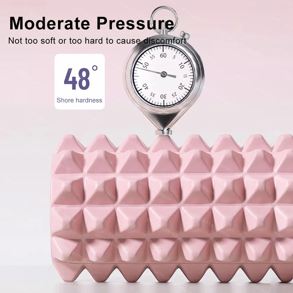 Deep Tissue Foam Roller 16.5 x 4.7 in (42 x 12 cm) with Stand - Non-Slip High-Load Massage Roller for Muscle Relief, Pilates & Yoga