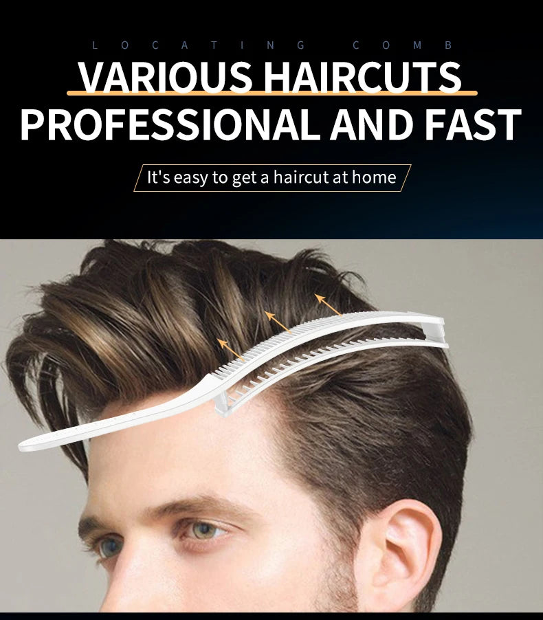 7-Piece Adjustable Barber Comb Set — Curved Positioning Comb with 1cm & 2cm Guide Brackets for Men's Hair Cutting, Blending & Trimmer Salon Tools