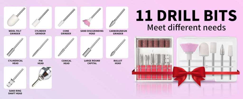 45,000 RPM Electric Nail Drill Kit — Professional Manicure & Pedicure Nail File Set with 11 Bits, Low Noise LCD, USB