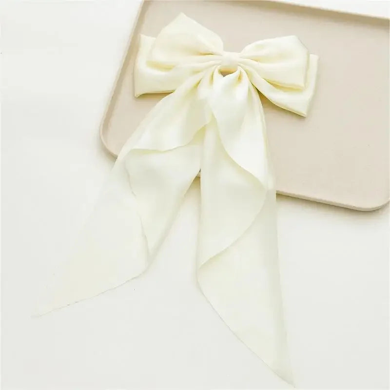 Satin Bow Hair Clips for Women & Girls – Elegant Ribbon Spring Barrette (1 or 2-Pack)
