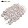 Synthetic Braiding Hair Extensions 24 in (60 cm) Loose Deep Wave Ombre Brown Rainbow Twist Crochet 3-Pack